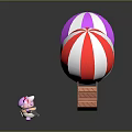 Colorful Hot Air Balloons Play Equipment Featuring Red White Yellow Purple And Cartoon Character Baskets