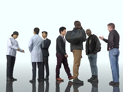 Diverse Group of People In Different Attires Standing And Interacting In Public Space 3d model