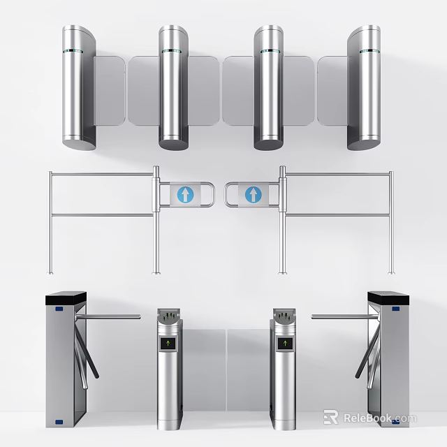 Modern Public Facilities Turnstiles With Metal Construction For Secure Public Access Control 3d model 