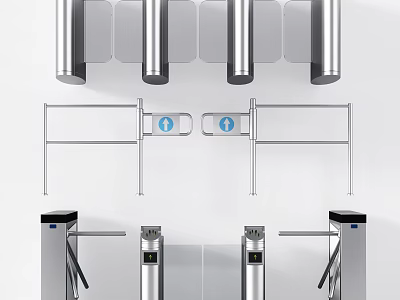Modern Public Facilities Turnstiles With Metal Construction For Secure Public Access Control 3d model