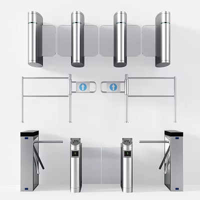 Modern Public Facilities Turnstiles With Metal Construction For Secure Public Access Control 3d model