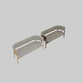 Modern Minimalist Sofa Bench With Beige Cushion And Walnut Wooden Frame