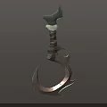 Fantasy Hooked Weapon With Carved Handle Decorative Pearl And Sharp Metal Blade