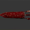 Red Claw Shaped 3D Model With Textured Surface On Gray Background