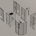 Modern Extremely Narrow Shower Shower Shower Extremely Narrow Glass Door 3d model