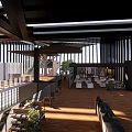 Modern Museum Building Interior With Wooden Flooring Open Space Natural Light And Black Slatted Structures