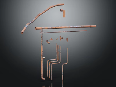 Various Metal Hardware Tools Including Brackets Steel Rods And Connectors In Industrial Design 3d model