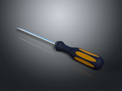 Durable Screwdriver Hardware Tool With Black Yellow Handle And Metal Shaft 3d model