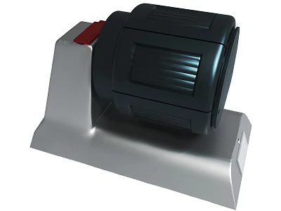 Black Mechanical Device Featuring Red Button On Silver Base Structure 3d model