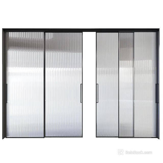 Sleek Modern Door Handles On Glass Panel Doors With Black Frames For Interior Design Spaces 3d model 