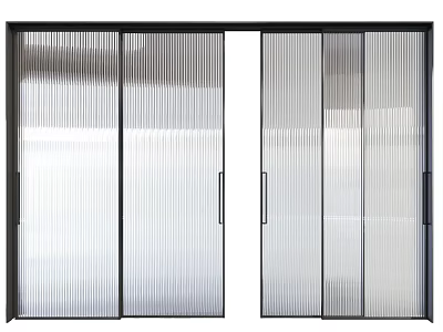 Sleek Modern Door Handles On Glass Panel Doors With Black Frames For Interior Design Spaces 3d model