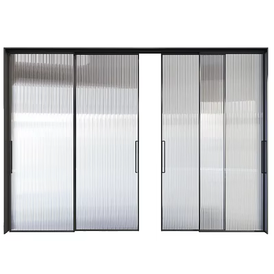 Sleek Modern Door Handles On Glass Panel Doors With Black Frames For Interior Design Spaces 3d model