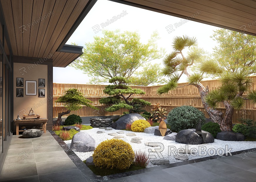 New Chinese Courtyard Courtyard Landscape model