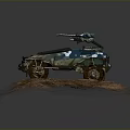Rugged Rocky Dirt Terrain With Off Road Military Vehicle And Weapons Mounted