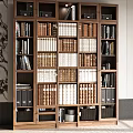 Modern Wooden Bookcase With Multiple Shelves Books And Storage Baskets