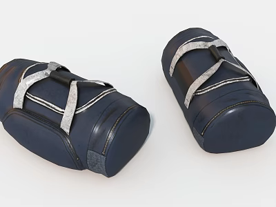 Practical Stylish Navy Blue Storage Bags With Gray Straps And Leather Like Material 3d model