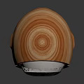 Modern Spherical Decorative Device With Wood Grain Surface And Metal Frame Stand 3d model