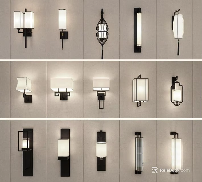 Various Modern Wall Lamps With Different Design Styles For Home Interior Decor 3d model