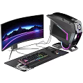 Modern Gaming PC Setup With RGB Monitor Tower Keyboard Mouse And Scenic Wallpaper