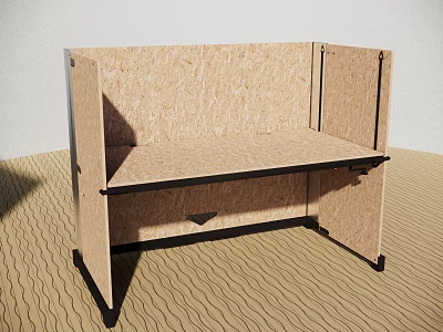 Simple Modern Wooden Dining Table With Plywood Surface And Support Structure 3d model