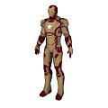 Iron Man Game Movie Character With Gold Red Armor And Chest Reactor