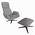 Modern Gray Armchair With Matching Ottoman And Black Metal Star Base Design