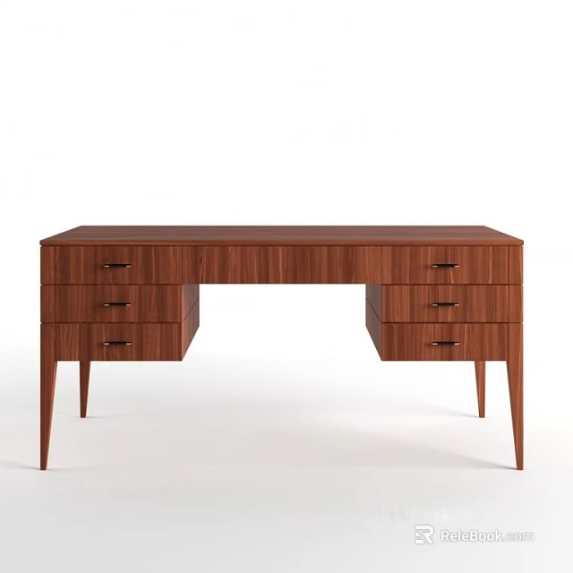 Elegant Modern Wooden Desk With Multiple Drawers And Slim Legs Design 3d model 