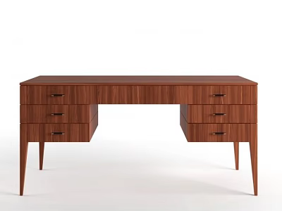 Elegant Modern Wooden Desk With Multiple Drawers And Slim Legs Design 3d model