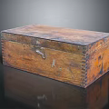 Vintage Wooden Storage Box With Metal Lock And Rustic Wood Grain Surface
