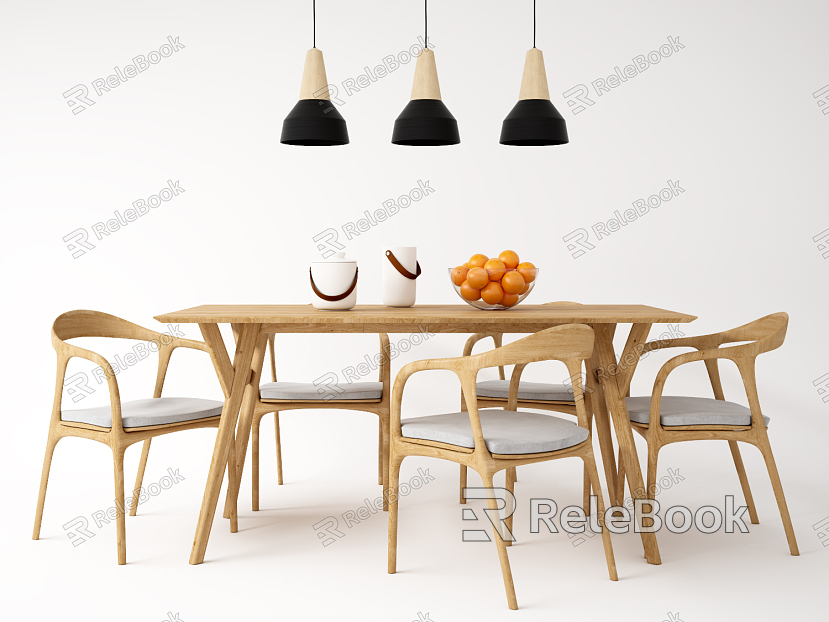 Nordic Dining Table and Chair Combination model