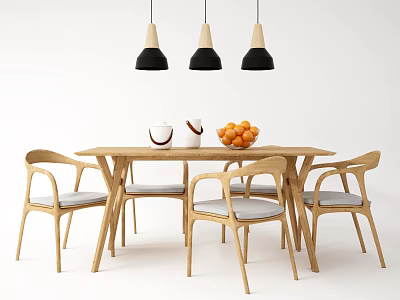 Nordic Dining Table and Chair Combination 3d model
