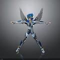 Fantasy Winged Blue And White Armored Character With Helmet Standing Arms Outstretched