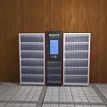 Smart Bookcase With Digital Screen Multiple Shelves Wooden Background And Tile Floor