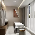 Serene SPA Sauna Room Interior with Massage Bed Hanging Robe and Window View