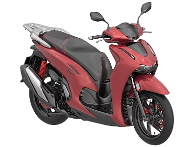 Modern Red And Black Scooter Motorcycle With Sleek Exterior Body Design 3d model