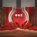 Chinese New Chinese Chinese Sign-in Chinese Wedding Sign-in Wall Shadow Wall Card Wall Lantern Red Flower Chinese Window Frame Chinese Screen Sky Stars 3d model