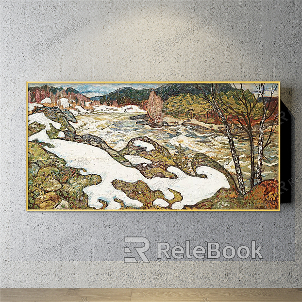 Modern landscape painting neoclassical yellow restaurant landscape decorative painting model