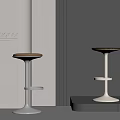 Modern Designer Bar Stools With Sleek Circular Seats And Stable Base Design 3d model