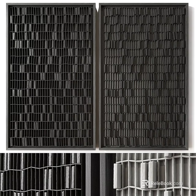 Modern Black Grid Pattern Decorative Wall Panel Design For Interior 3d model 