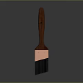 Household Cleaning Brush With Wooden Handle Copper Ferrule And Black Bristle Head