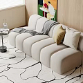 Double sofa multi-person sofa hanging picture side table 3d model