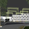 Modern School Building Complex With Green Roofs Courtyard And Surrounding High Rise Buildings