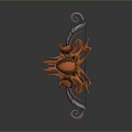 Artistic Flame Themed Bow Weapon With Orange Decorative Design And Curved Metal Parts