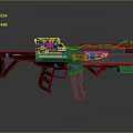 Futuristic Assault Rifle With Green Orange Accents And Modern Tactical Design