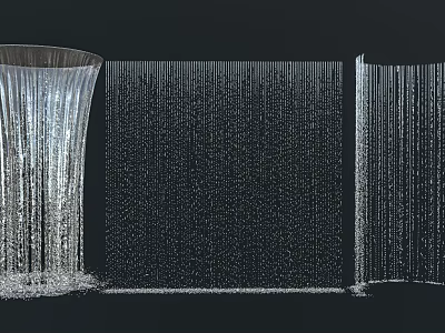 Garden Water Curtain Decor Features Various Shapes Flowing Light Shadow Effects On Dark Background 3d model