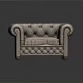 Elegant Classic Single Seater Sofa With Tufted Leather Rolled Arms And Wooden Legs