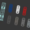 Various Cars In Different Colors And Styles With A Bus Parked On Wet Ground