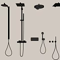 Modern Black Shower System With Rainfall Head Handheld Sprayer And Wall Mounted Design 3d model