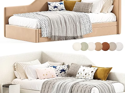 Stylish Kids Bed With Soft Pillows Cozy Blanket And Multiple Color Options 3d model