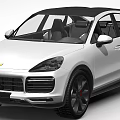 White Porsche SUV with Black Convertible Roof and Sporty Front Fascia Black Wheels Design